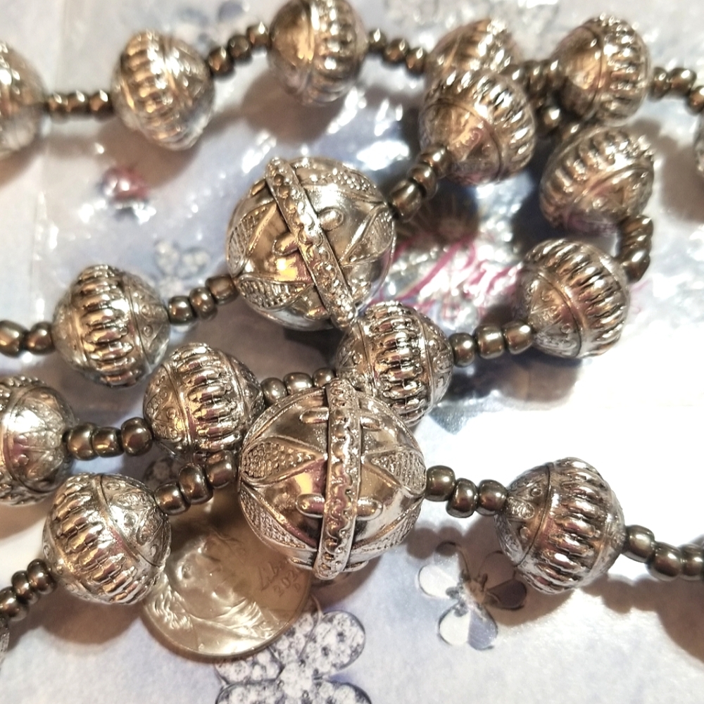 NEW Premier Designs Double Strand Silver Bead Necklace - Picture 6 of 7